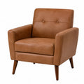 Poltrona 78 cm x 80 cm x 85 cm in PU marrone con struttura in legno gambe in legno massello e schienale imbottito con bottoni