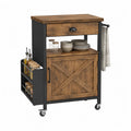 Carrello contenitore rettangolare con ruote in truciolare effetto rovere e acciaio nero con cassetto anta e portaoggetti laterale 80 cm x 40 cm x 85 cm