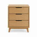 Cassettiera contenitore a 3 cassetti 60 x 40 x 75 cm in pannello truciolare effetto rovere chiaro con gambe in faggio