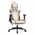 Sedia gaming ergonomica 66 cm x 70 cm x 128 cm in ecopelle PU beige e marrone con struttura in metallo nero base a cinque razze e ruote regolabile in altezza