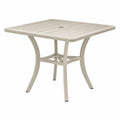 Tavolo da pranzo da esterno quadrato in PP beige chiaro con foro ombrellone 80 x 80 x 74 cm