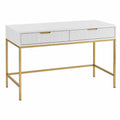 Scrivania rettangolare da ufficio con cassetti in MDF bianco e struttura in metallo dorato 120 cm x 50 cm x 75 cm