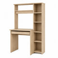 Scrivania rettangolare con libreria laterale e cassetto in truciolare effetto rovere chiaro 120 x 50 x 180 cm