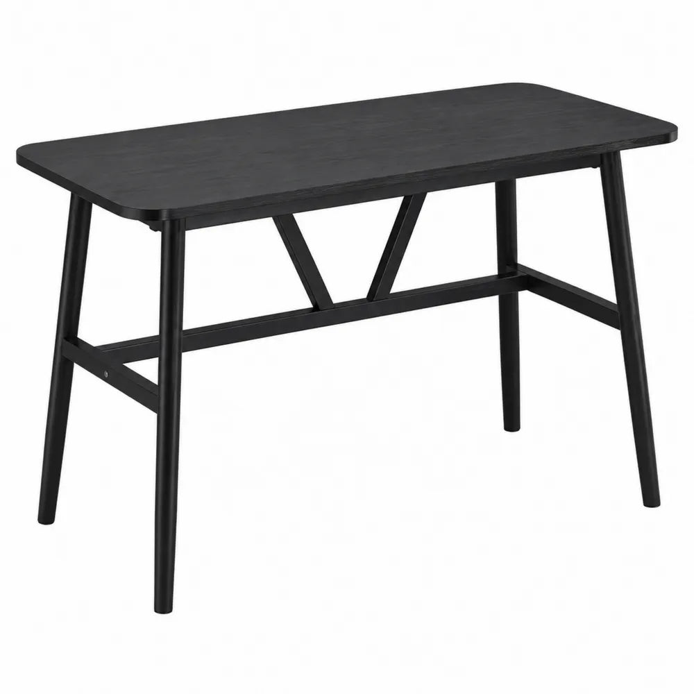 Scrivania rettangolare da ufficio in MDF effetto legno scuro con struttura in metallo nero 120 cm x 60 cm x 75 cm circa