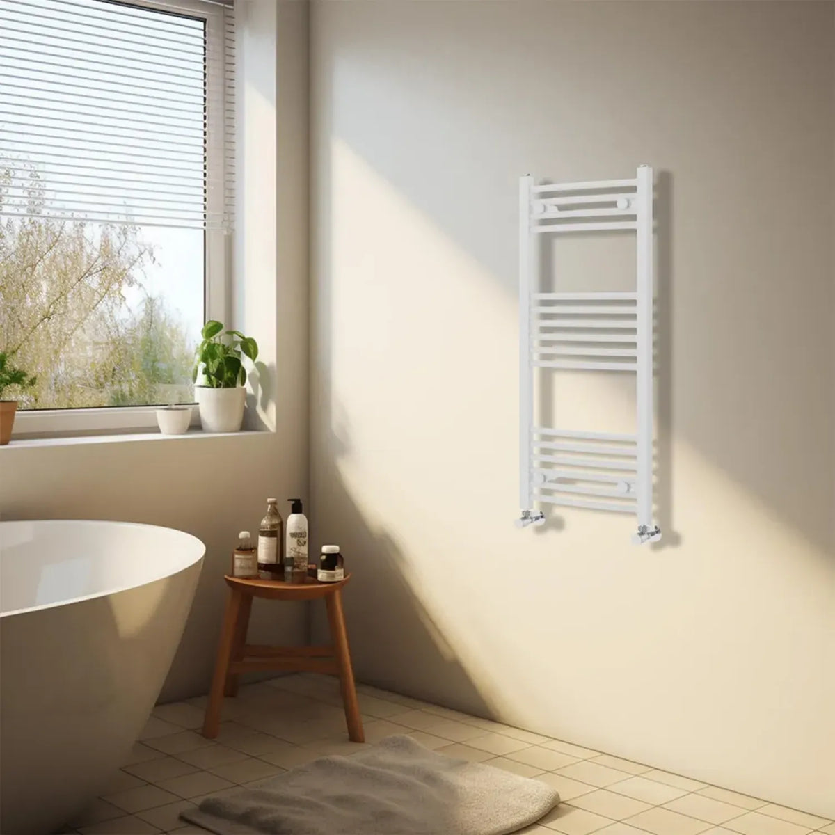 NRG Radiatore Curvo da Bagno Bianco Riscaldante - 1000 x 400 mm