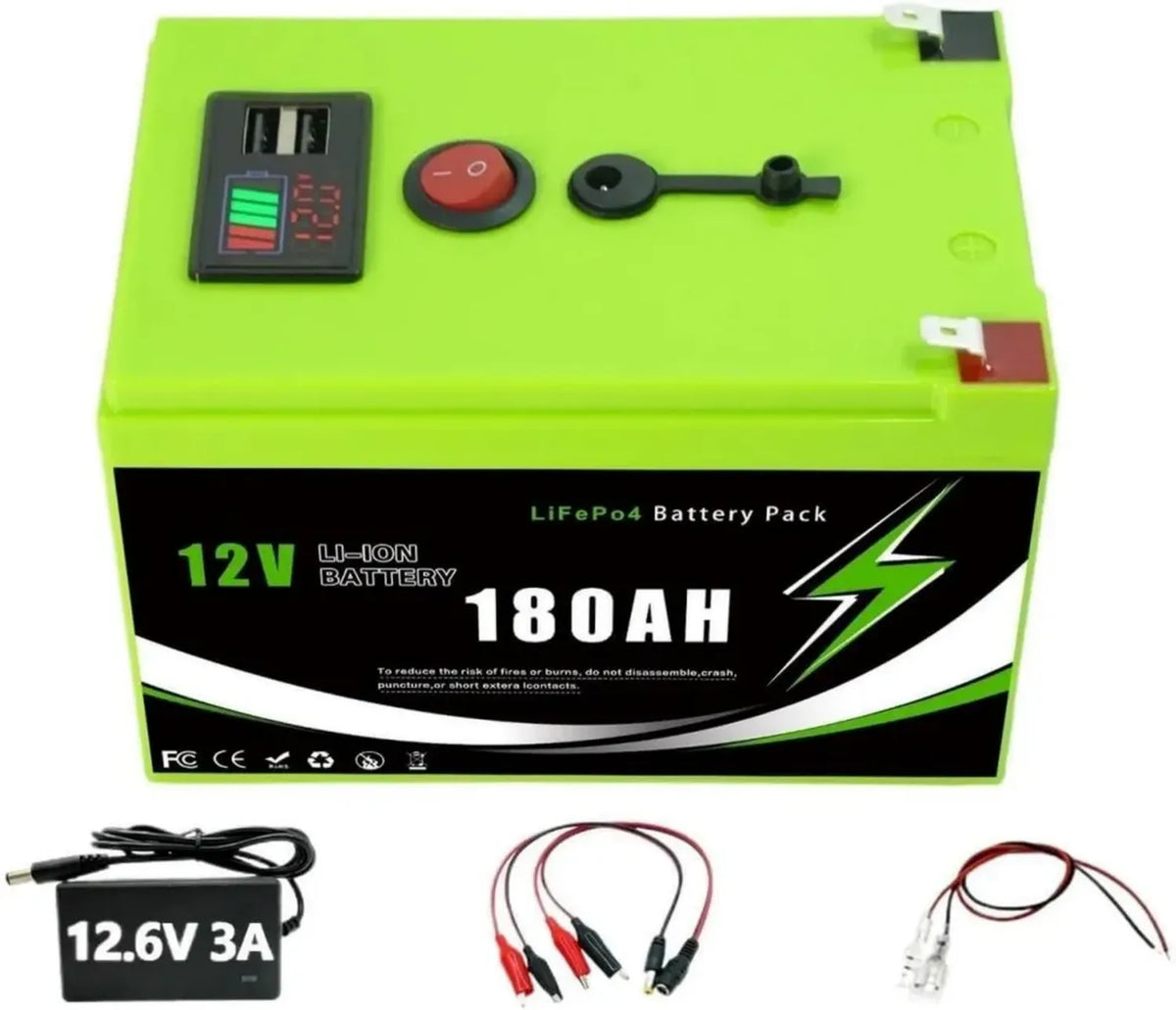 Batteria LiFePO4 12V 200Ah con BMS per Solare, Camper e Backup