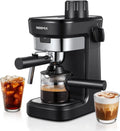Macchina da Caffè Espresso Manuale con Schiumatore e Accessori Inclusi, 6 Bar, Nero