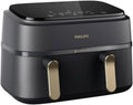 Friggitrice ad aria Philips 9L con doppio cestello e touchscreen, accessori inclusi, colore nero