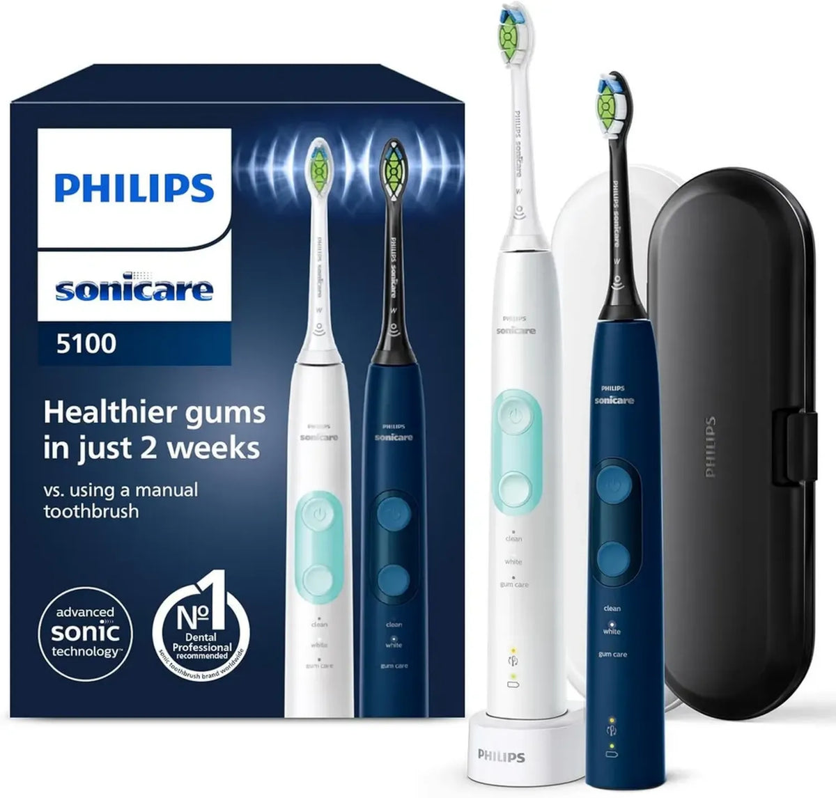 Spazzolino Elettrico Philips Sonicare 5100 con Sensore di Pressione e Custodia