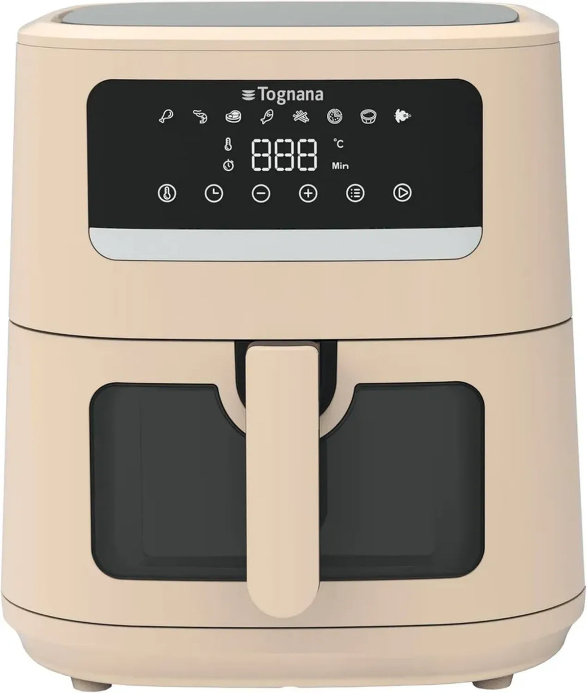 Tognana Friggitrice ad Aria 8L con Display Digitale e Finestra, 2000W, Champagne