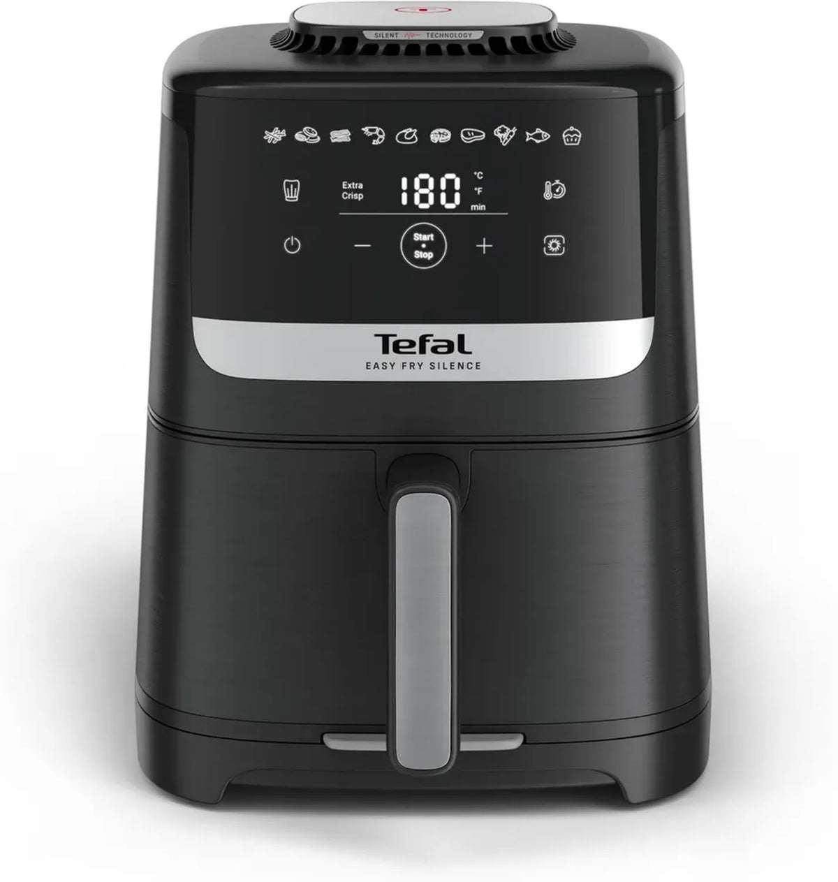 Friggitrice ad Aria Tefal Easy Fry Silence 5L, Bassa Emissione di Grassi, Tecnologia Silenziosa, Temperatura Regolabile, Griglia Antiaderente, Lavabile in Lavastoviglie, Nera