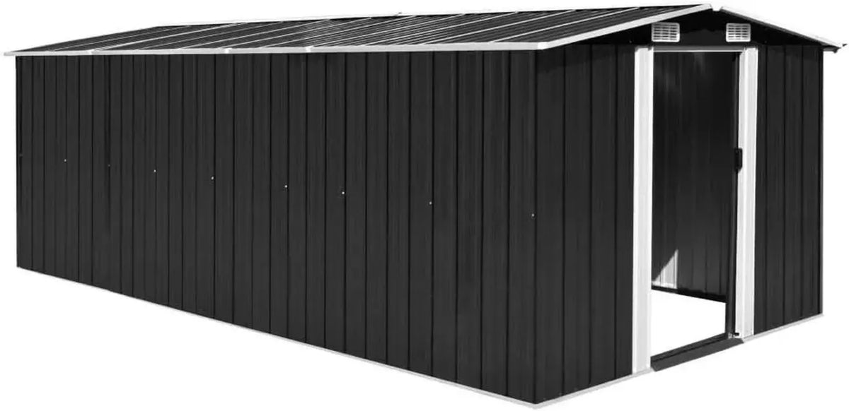 Capanno da Giardino in Metallo Antracite 257x489x181 cm per Attrezzi