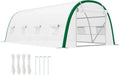 Outsunny Serra da Giardino 6x3x2m con Porta Avvolgibile, 8 Finestre in Rete, Tunnel in PE 140g/m², Struttura in Acciaio Zincato, Protezione UV, Colore Bianco