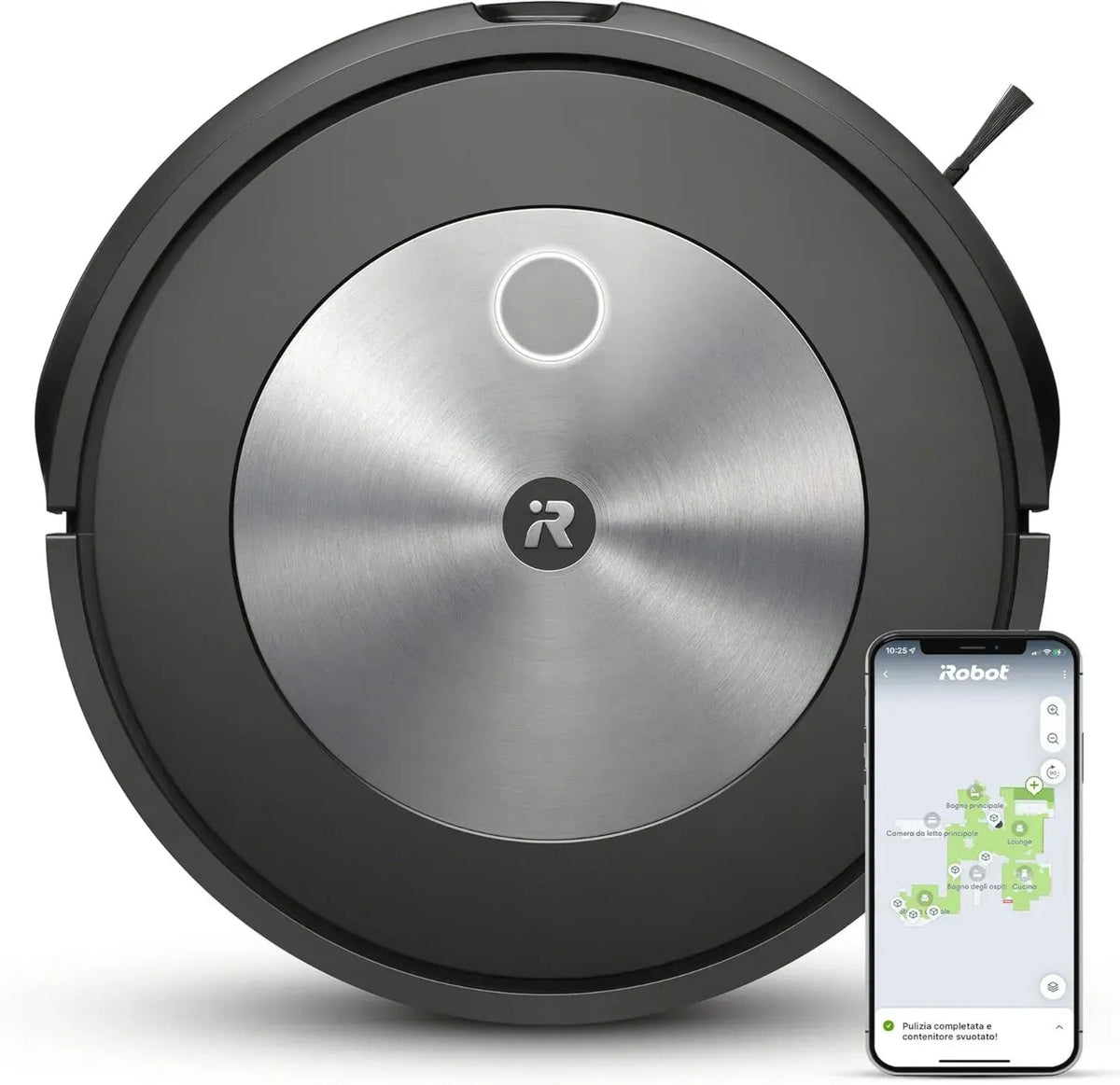 iRobot Roomba J7 Robot Aspirapolvere Intelligente Wi-Fi, Rilevamento Ostacoli, Compatibile Animali, Controllo App e Vocale, Argento
