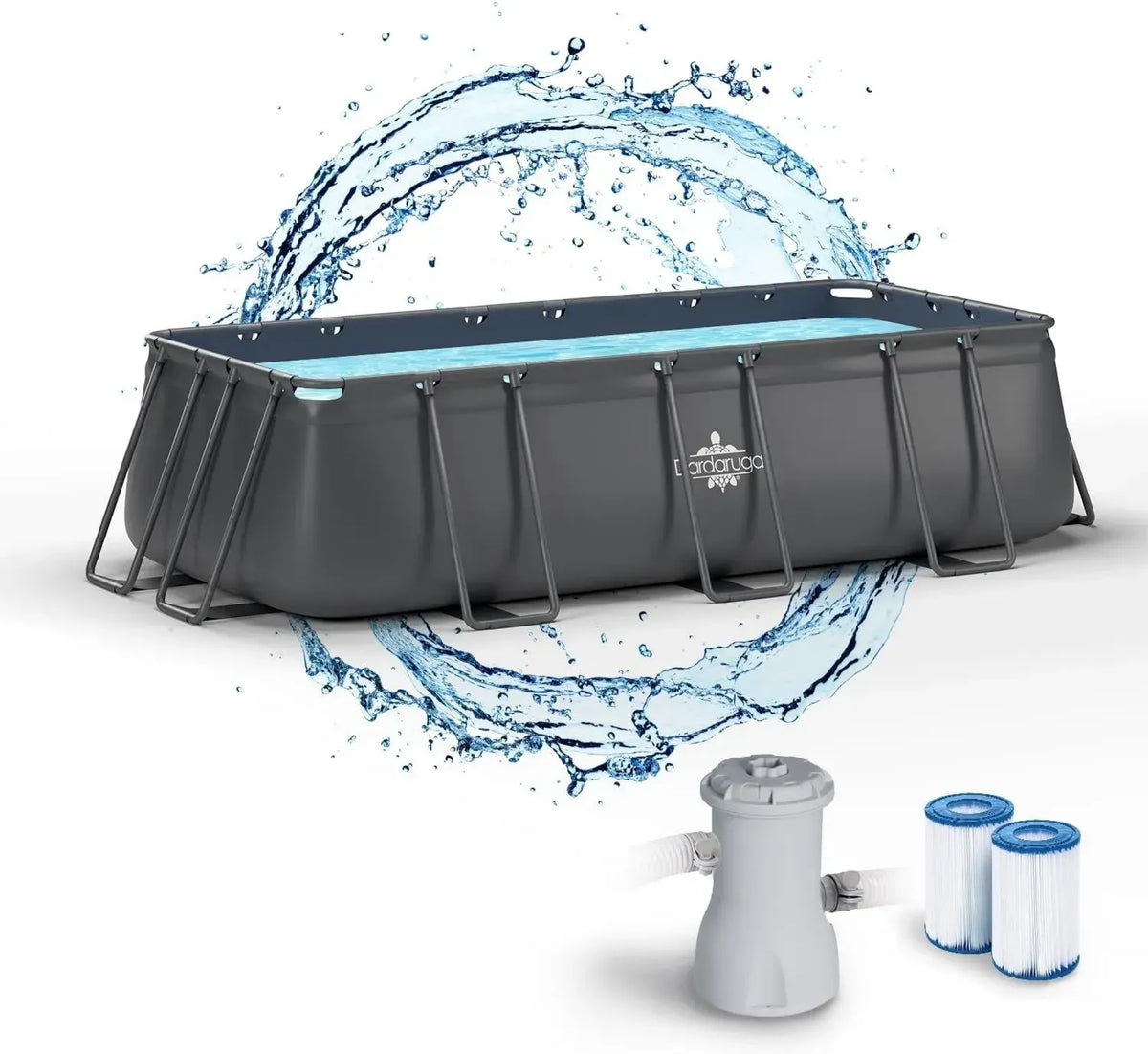 Piscina Fuori Terra 400x200x100 cm con Pompa Filtro e Cartucce, Materiali Premium, Colore Antracite