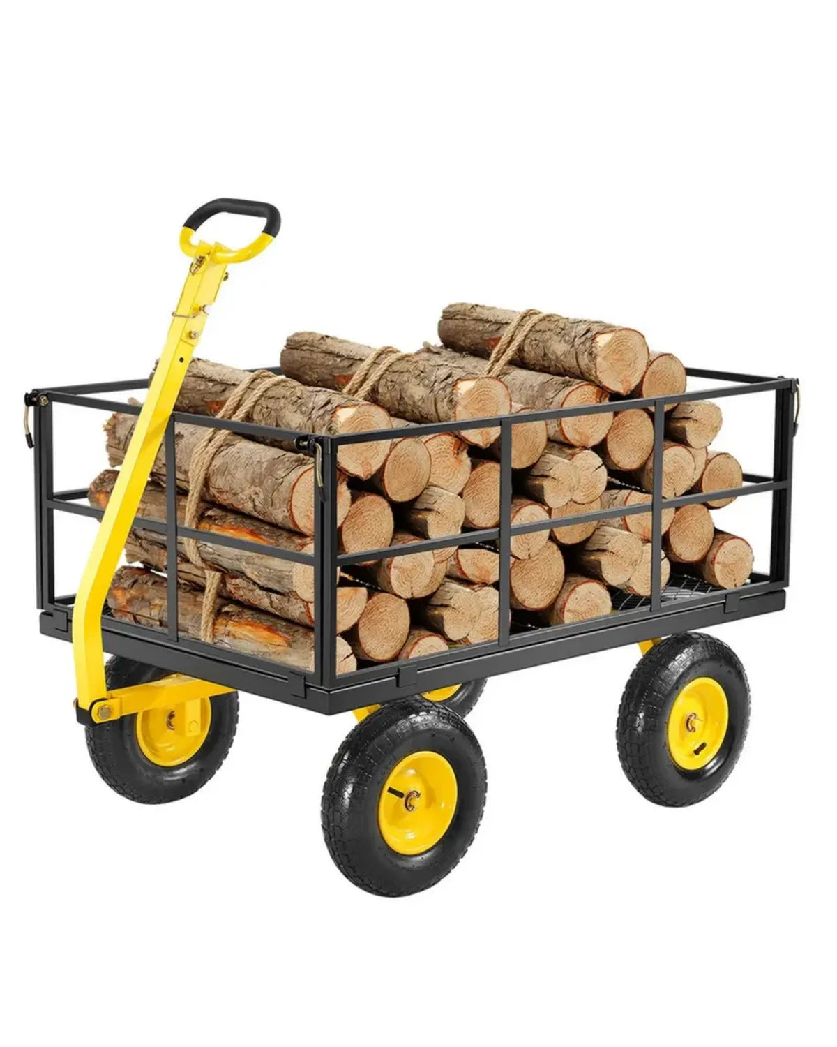 VEVOR Carrello da Giardino in Acciaio 635 kg con Lati Rimovibili e Pneumatici Resistenti