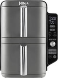 Ninja Friggitrice ad Aria XL Verticale con Doppio Cassetto, 4 Livelli di Cottura, Design Compatto, Capacità 9,5L, 6 Funzioni, 8 Porzioni