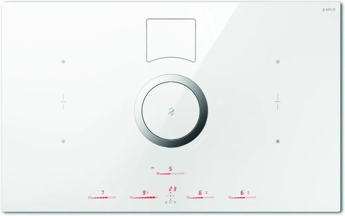 Elica Piano Cottura Aspirante Nikolatesla Switch Vetro Bianco 83cm