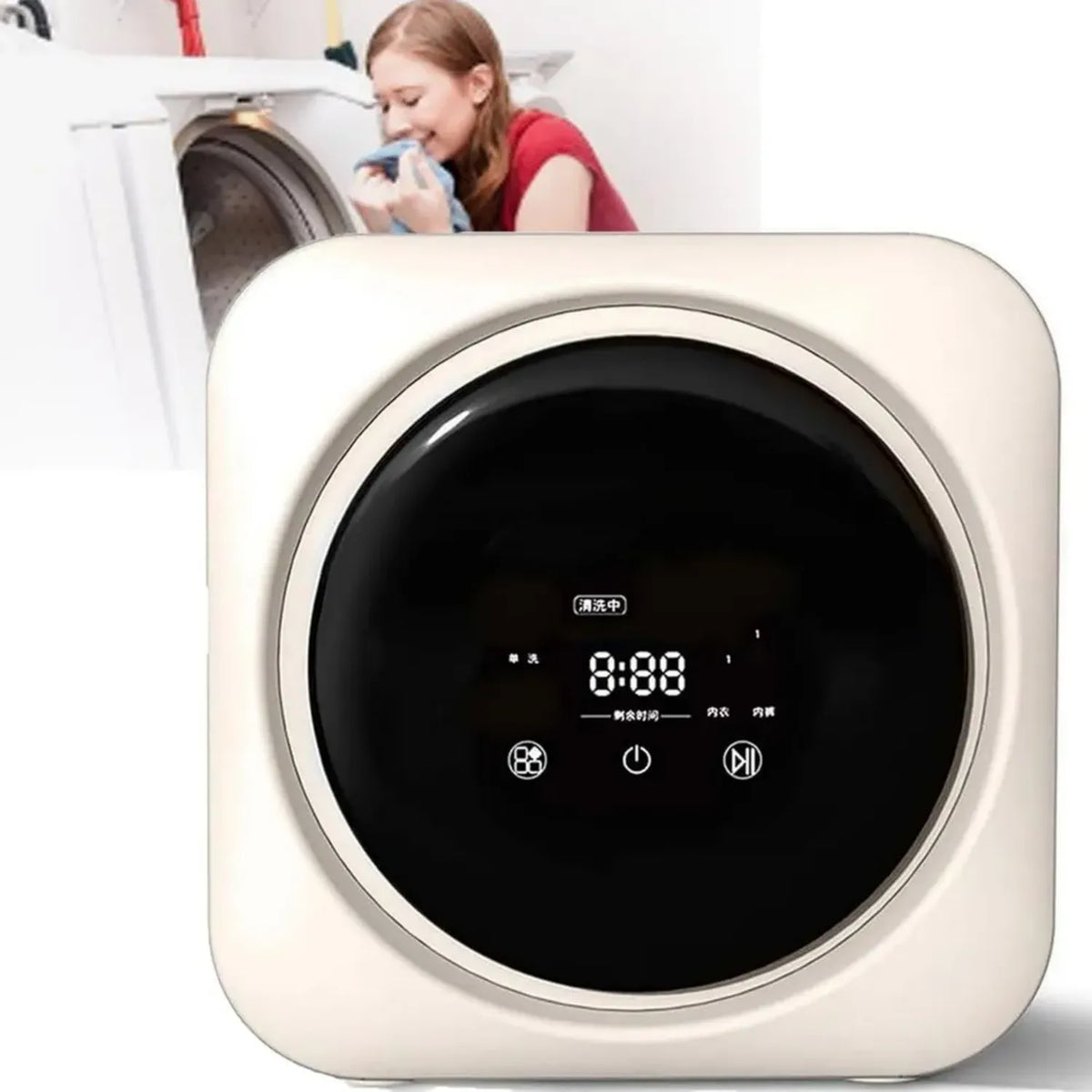 Mini Lavatrice Automatica da Parete 3 kg, Display Touch, 4 Programmi Inclusi