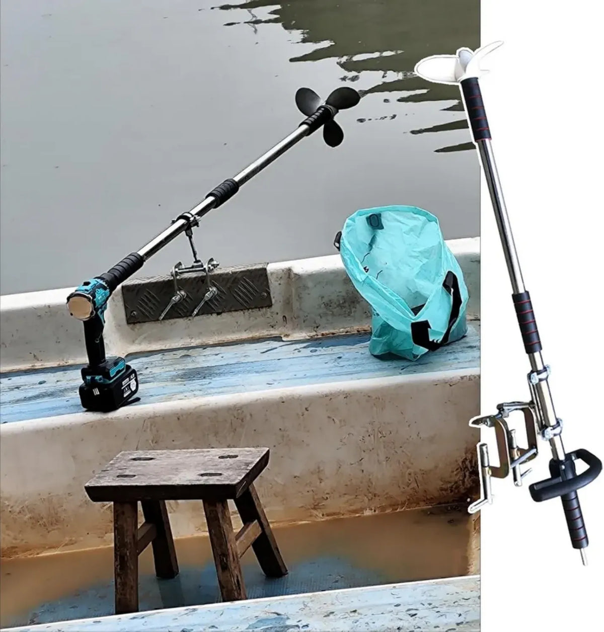 Motore Elettrico Portatile per Kayak e Piccole Barche, Sistema a Elica Alimentato a Trapano per Emergenze