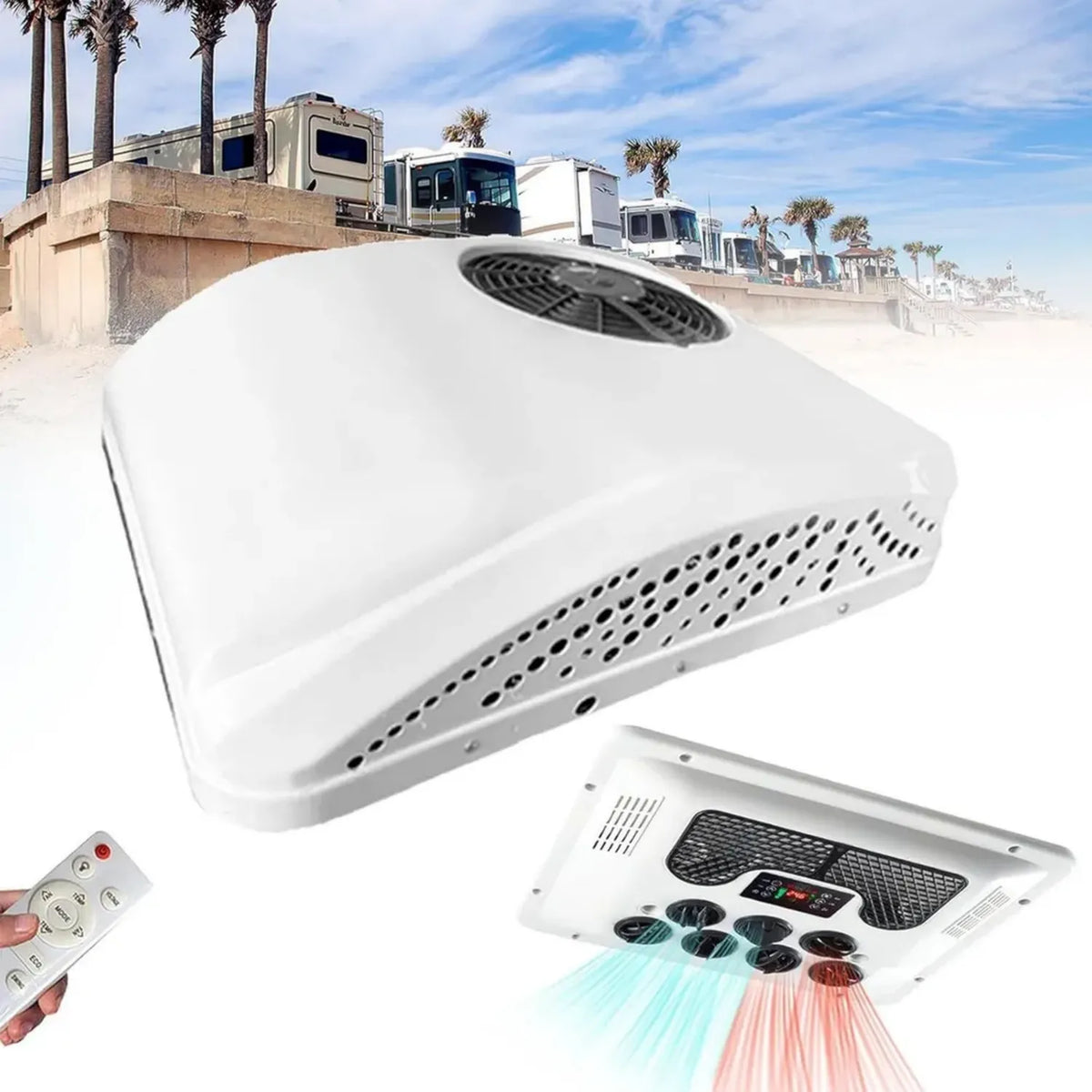 Climatizzatore da Tetto per Camper e Camion, AC Elettrico Silenzioso 12V/24V/48V/115V/220V