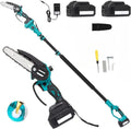 Set Potatura 3 in 1: Motosega a Batteria con Lubrificazione Automatica, Forbici Elettriche e Asta Telescopica 120-250cm, Doppia Batteria 48V per Giardino e Vigneto