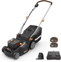 Worx WG737E Rasaerba a Batteria 40V 37cm, Perfetto per Giardini Medi e Grandi, Include 2 Batterie 4.0Ah e Caricatore, Tecnologia IntelliCut, Funzione di Pacciamatura