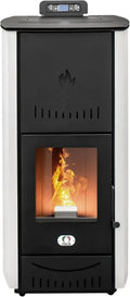 Stufa a Pellet Idro 20 kW New York - Riscaldamento ed Acqua Calda, Efficienza 90%, Autonomia 22 Ore, Programmabile, 120m², Bianco, Garanzia 24 Mesi