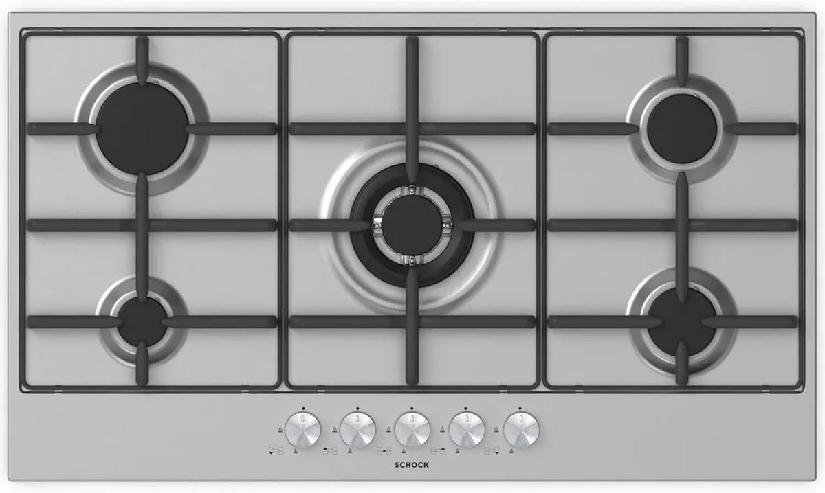 Piano Cottura SCHOCK 5 Fuochi Inox con Sicurezza e Griglie in Ghisa