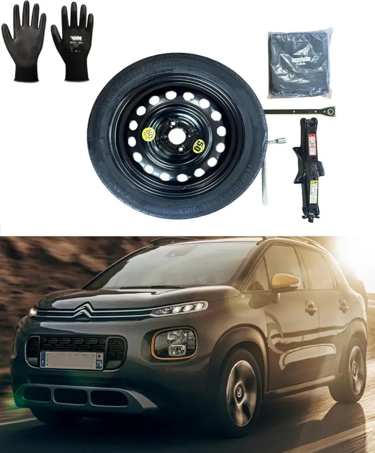 Set Ruota di Scorta 16' per Citroën C3 e C3 Aircross con Attrezzi Completi