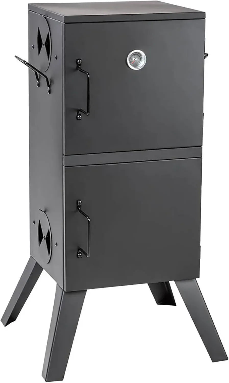 Affumicatore BBQ a Carbonella in Acciaio con Termometro, Griglie Cromate e Ganci, 54x50,5x100 cm