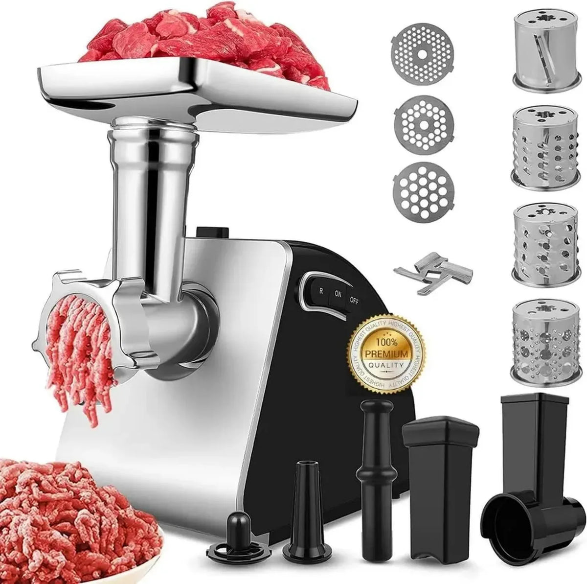 Tritacarne Elettrico 2000W 5 in 1 con Accessori per Salsicce e Biscotti