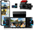 Telecamera Auto 2K+1080P, Wi-Fi 5GHz, Visione Notturna Avanzata, GPS e Sensore G, Supporto fino a 256GB