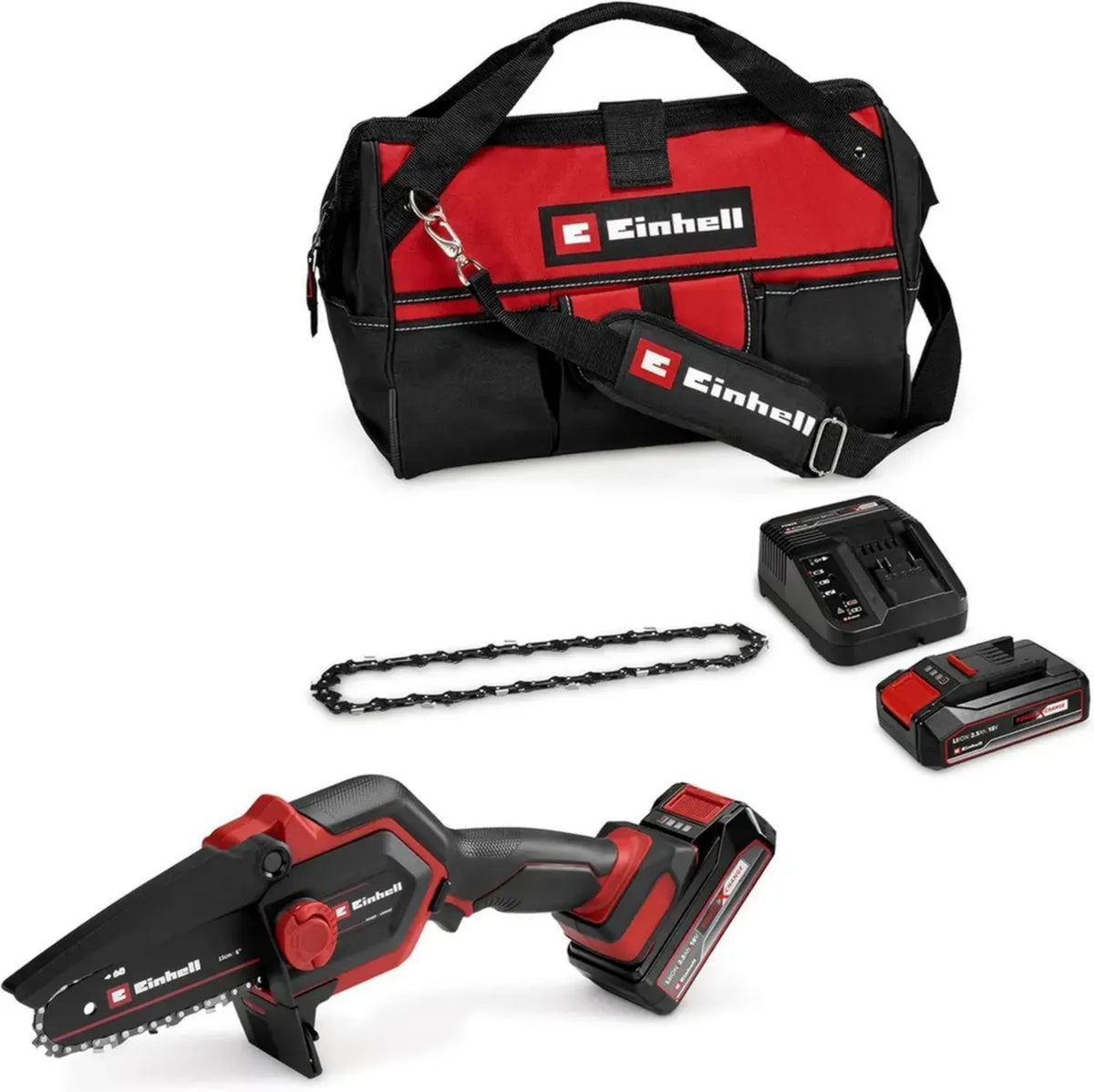 Motosega a Batteria Einhell GE-PS 18/15 Li con Kit Completo Power X-Change