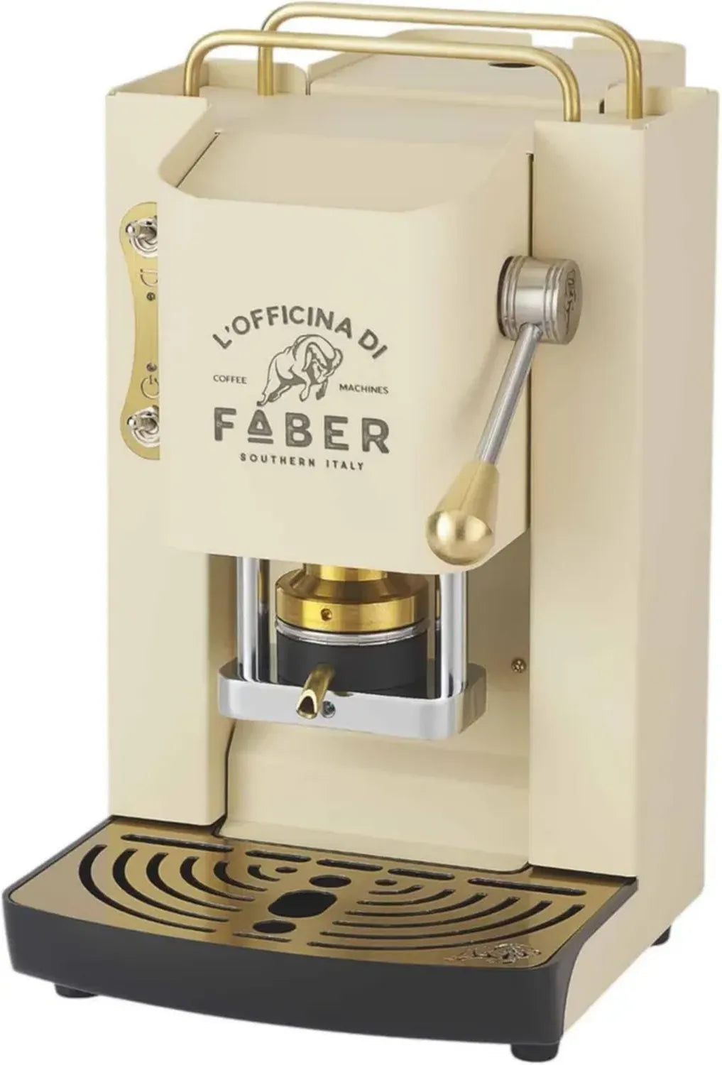 Faber Macchina da Caffè Pro Deluxe con Cialde ESE 44mm, Finiture in Ottone, Pressacialda Regolabile