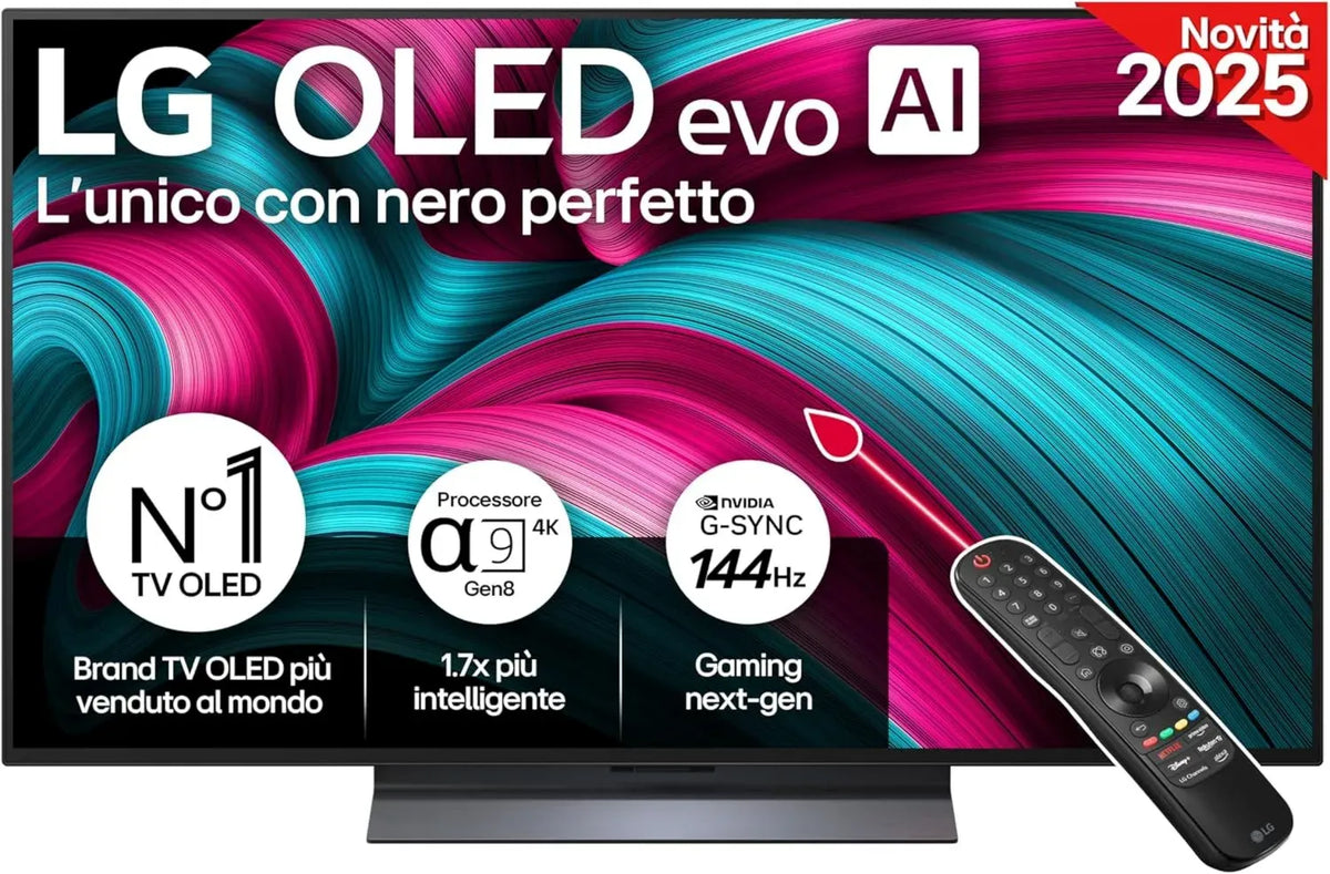 TV LG OLED evo C5 48', 4K Smart TV con AI e webOS, Dolby Vision e Atmos, Gaming VRR e G-SYNC, HDMI 2.1, Compatibile con Alexa, Modello 2025