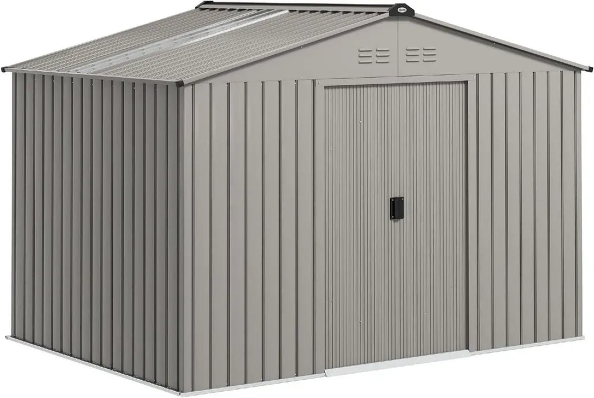 Capanno da Giardino in Metallo con Ventilazione e Porte Scorrevoli, 277x195x192 cm, Argento