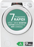 Lavatrice Asciugatrice Candy RapidÓ 9+6 Kg Wi-Fi, Classe A/D, 1400 RPM, Vapore, Bianca
