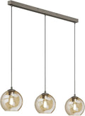 Lampada a sospensione Lindby 3 luci in stile vintage industriale con vetro ambrato
