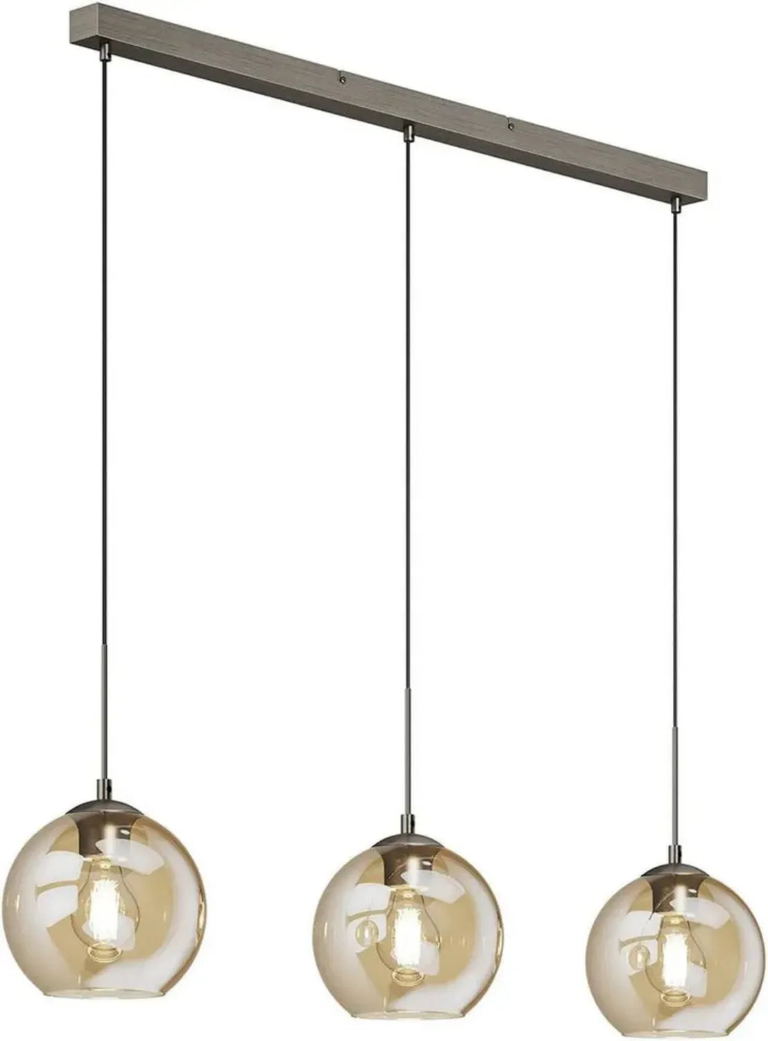 Lampada a sospensione Lindby 3 luci in stile vintage industriale con vetro ambrato