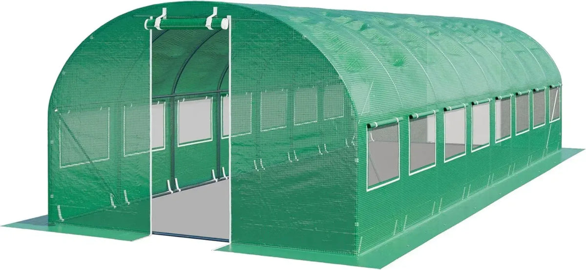 Serra da Giardino in Tunnel 4x8m, Struttura Robusta, Telo PE Verde 180g/m²