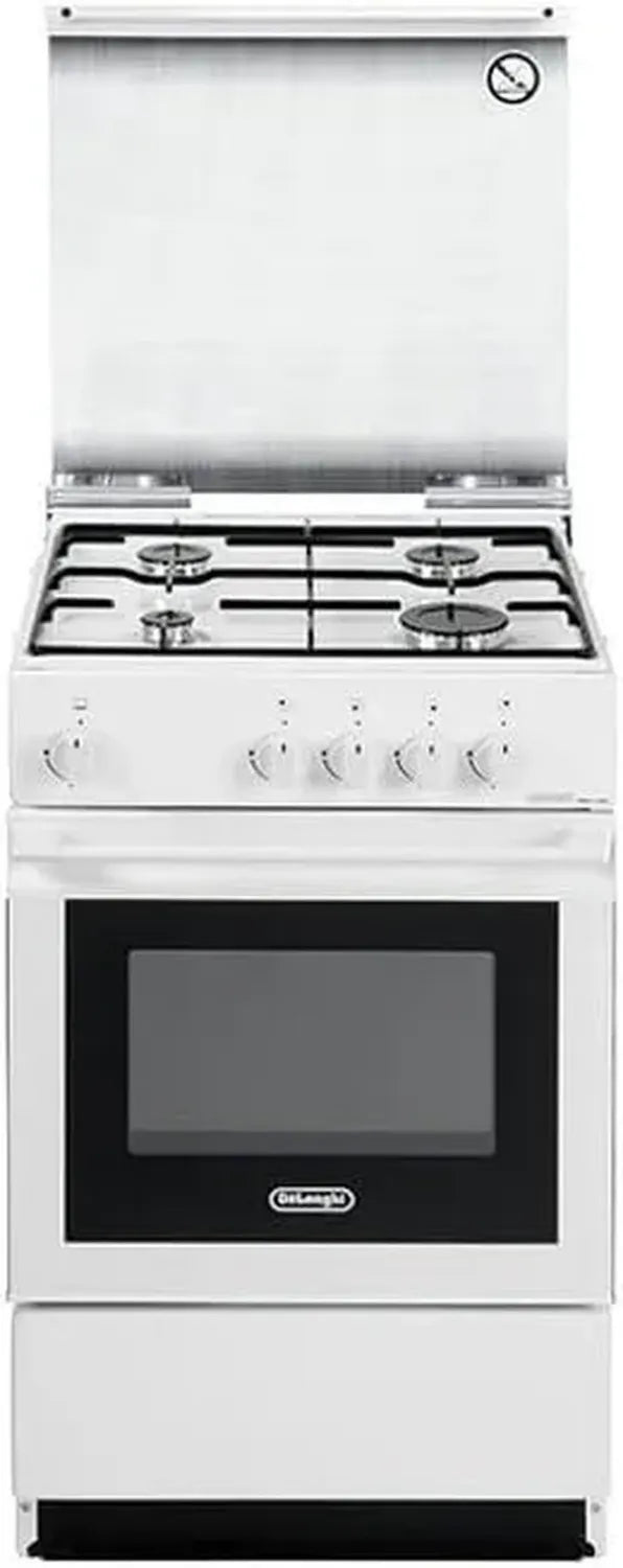 DE LONGHI Fornello a Gas 4 Fuochi con Forno Integrato 50x50 cm Bianco