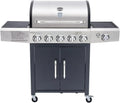 Griglia a Gas XXL Professionale 6 Fuochi 19 kW con Bruciatore Laterale e Accessori in Acciaio Inox