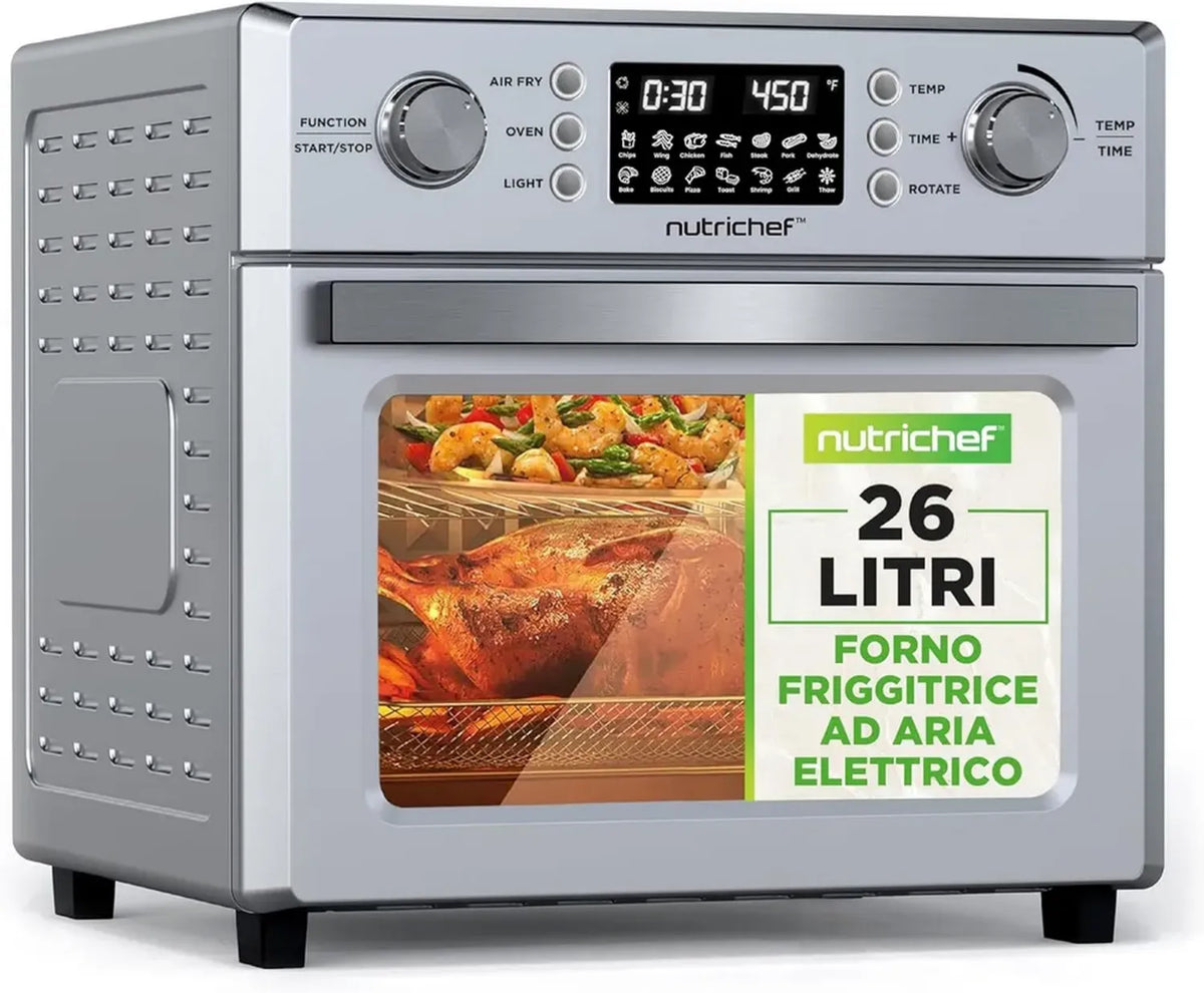 Friggitrice Aria Digitale NutriChef con Controllo Preciso, Cottura Sana per Pollo, Dolci, Patatine e Bistecca