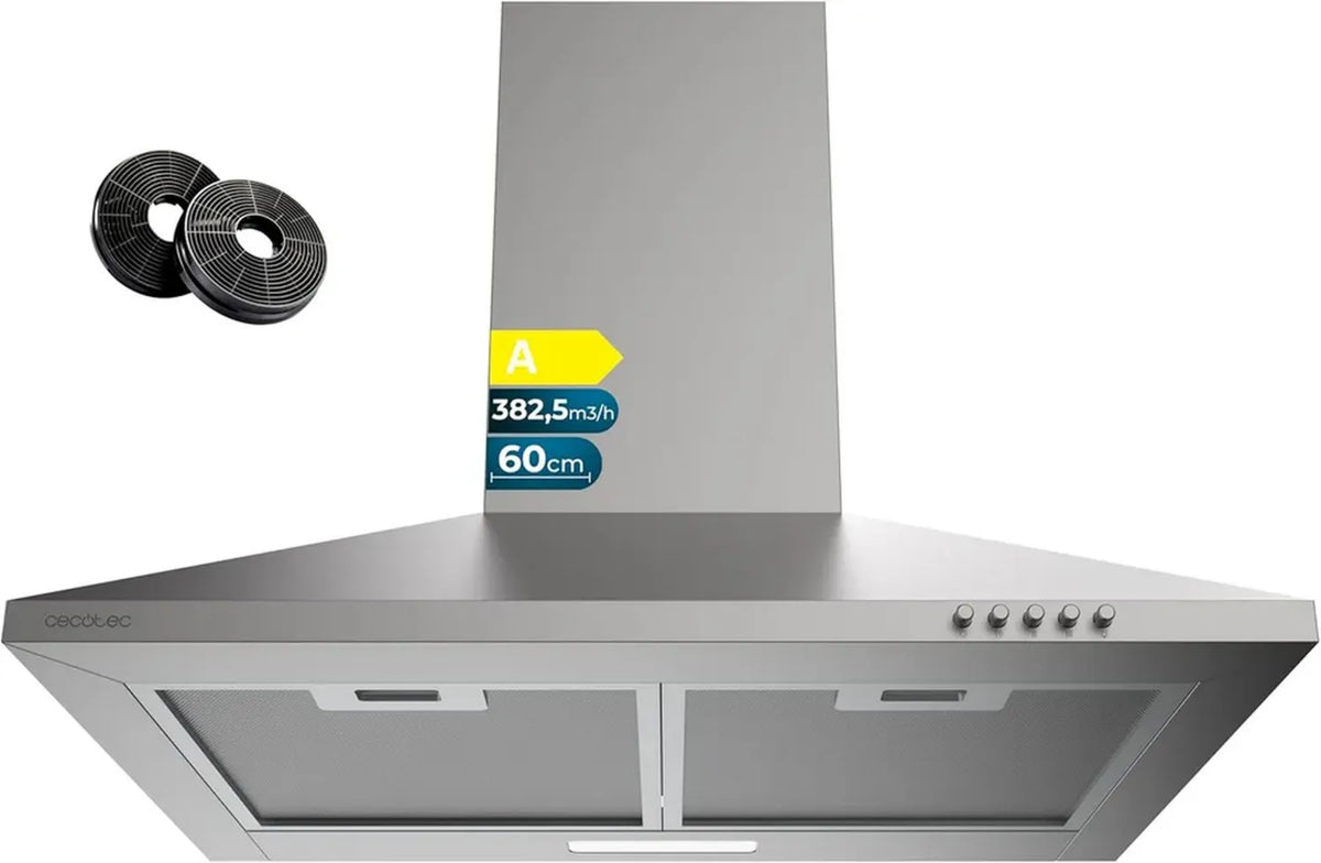 Cappa Aspirante Cecotec 60 cm Inox con Motore Silenzioso e Filtri a Carbone