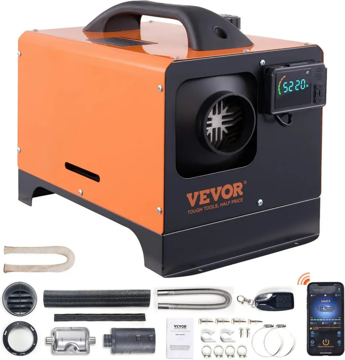 Riscaldatore Diesel Portatile 8kW con Controllo LCD e Bluetooth, Serbatoio 5L