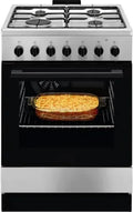 Cucina a gas 4 fuochi con forno elettrico, 60x60 cm, Inox, Classe A