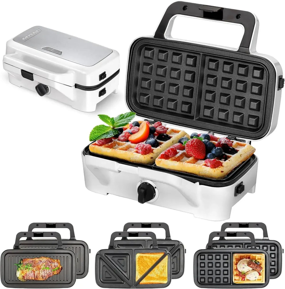 Sandwichera 3 in 1 con Piastre Intercambiabili, 1200W