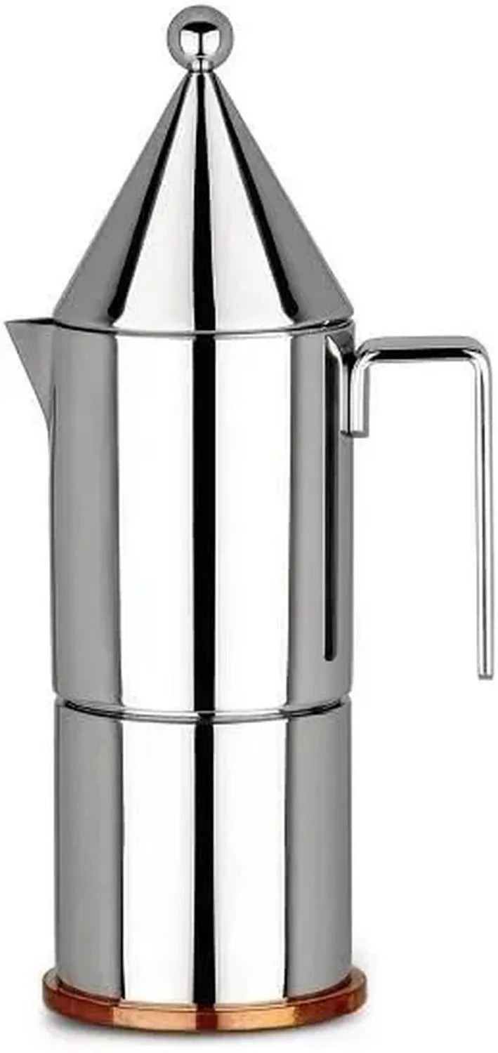 Caffettiera Alessi La Conica in Acciaio Inox con Fondo in Rame, 3 Tazze