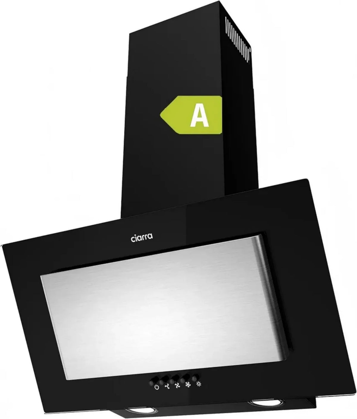 Cappa Aspirante CIARRA 60cm Classe A, 3 Velocità, Scarico e Ricircolo, LED